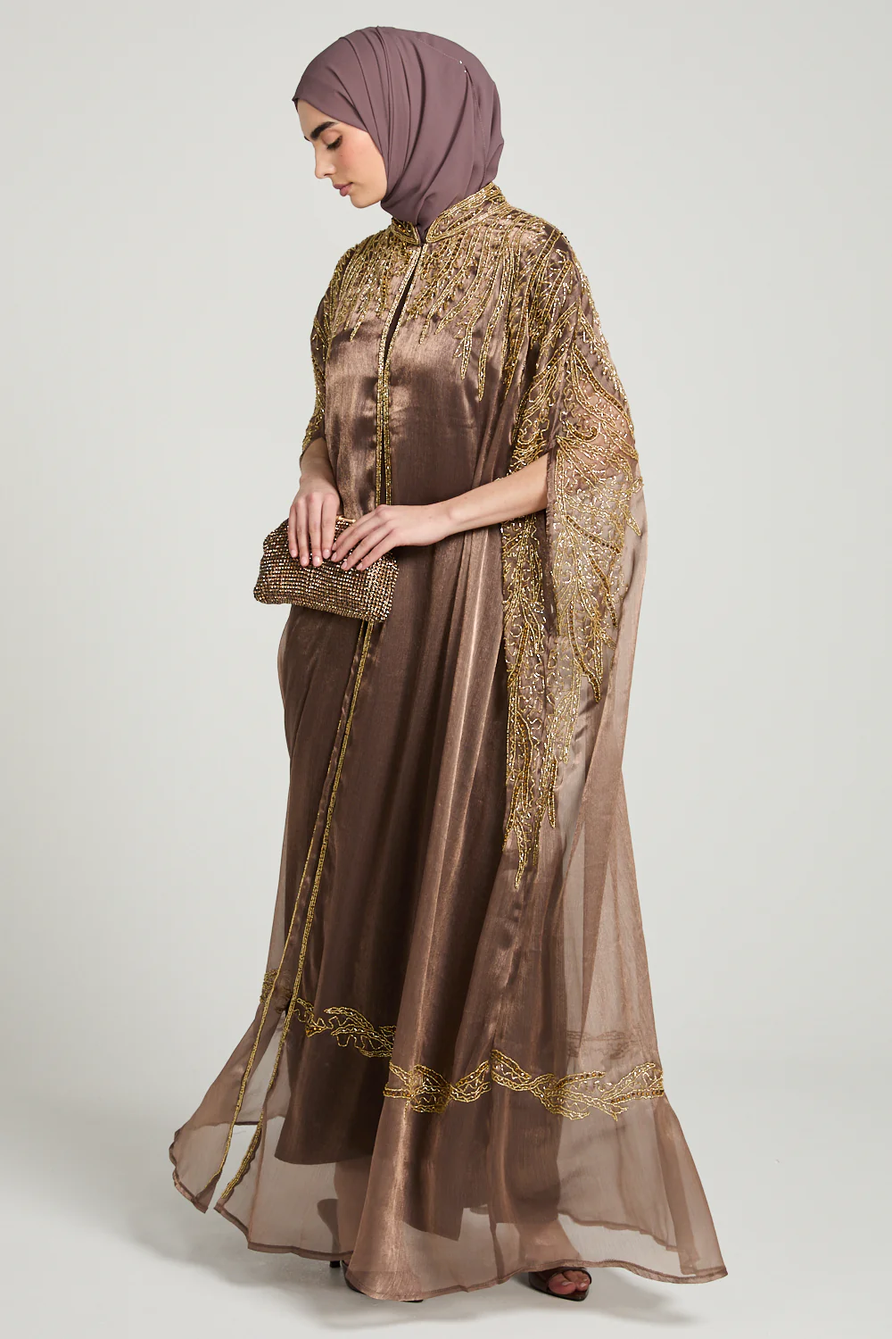 Luxury Majestic Embellished Cape - Rose Taupe - Image 5