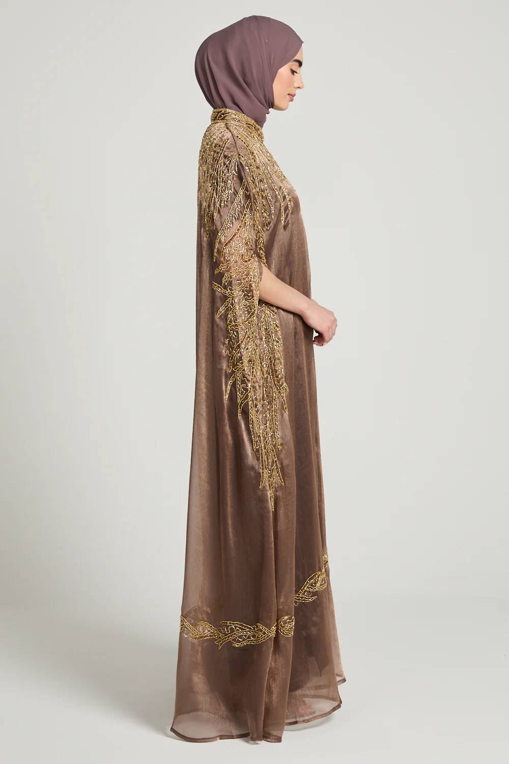 Luxury Majestic Embellished Cape - Rose Taupe - Image 7