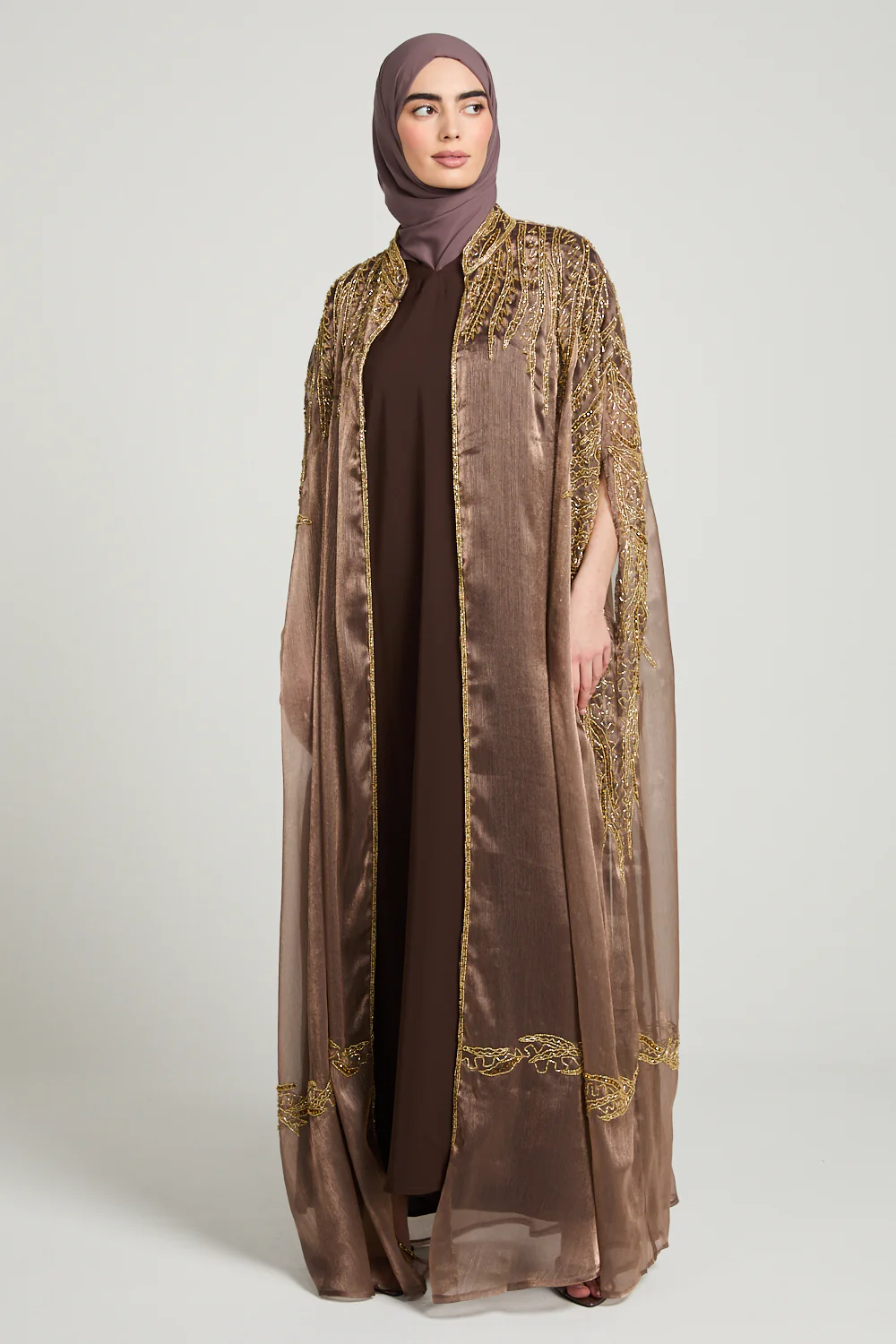 Luxury Majestic Embellished Cape - Rose Taupe - Image 8