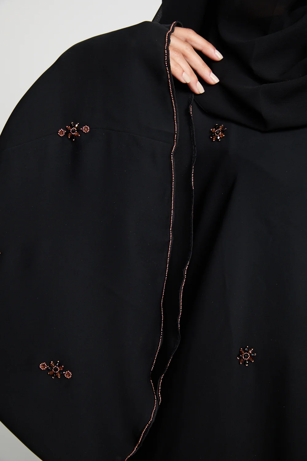 Luxury Mariyah Bejewelled Closed Abaya - Black - Image 5