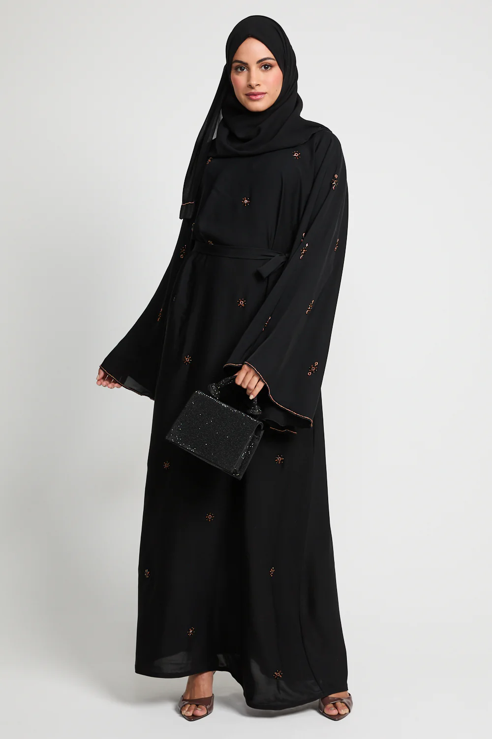 Luxury Mariyah Bejewelled Closed Abaya - Black - Image 6