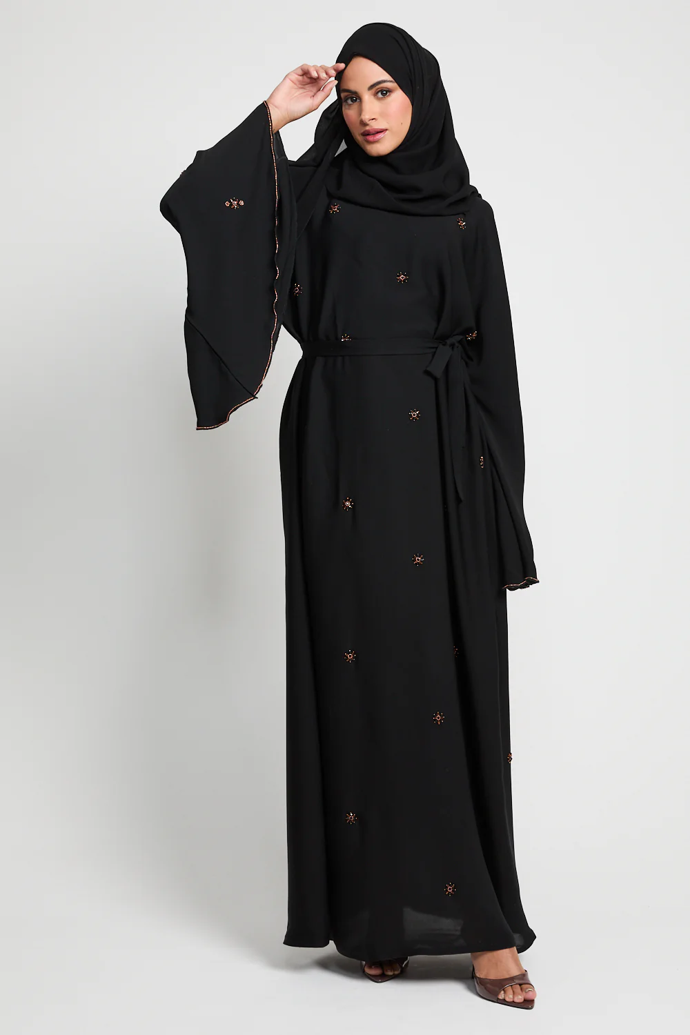 Luxury Mariyah Bejewelled Closed Abaya - Black - Image 7