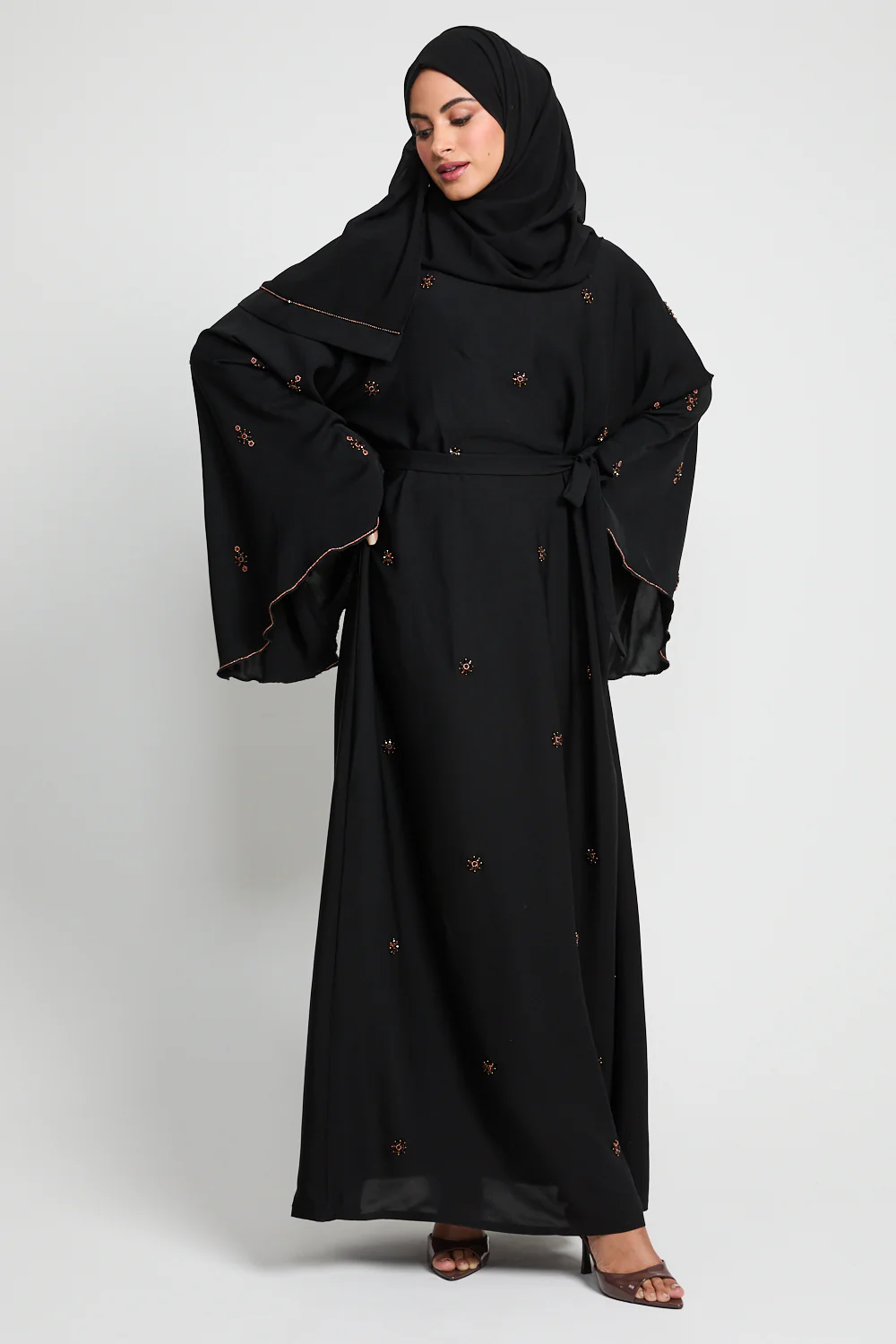 Luxury Mariyah Bejewelled Closed Abaya - Black - Image 8