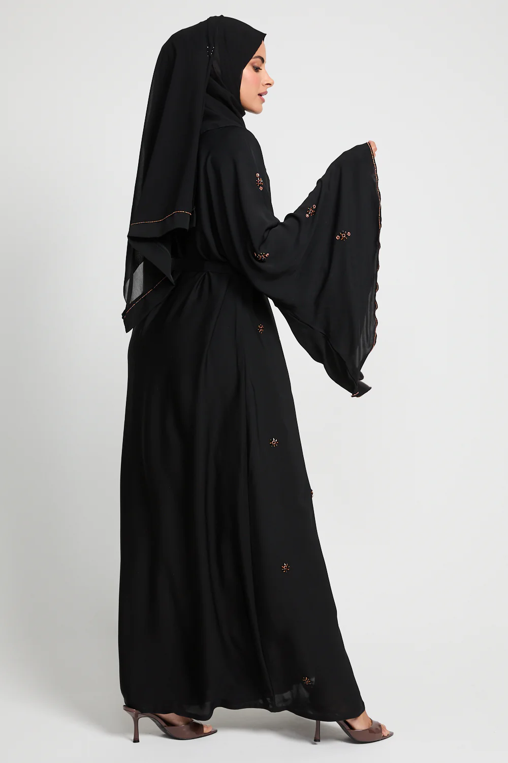 Luxury Mariyah Bejewelled Closed Abaya - Black - Image 9