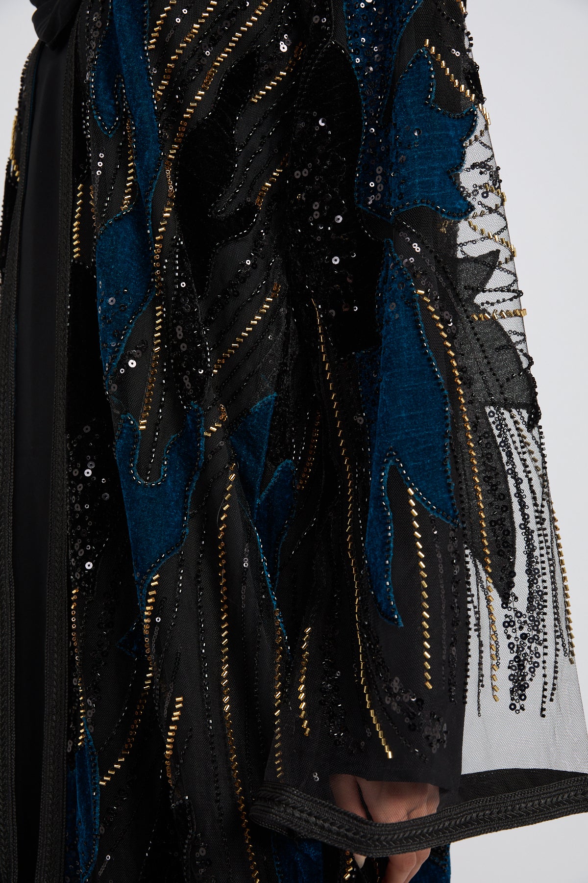 Luxury Midnight Aurora Three Piece Abaya Set – Teal - LIMITED EDITION - Image 5