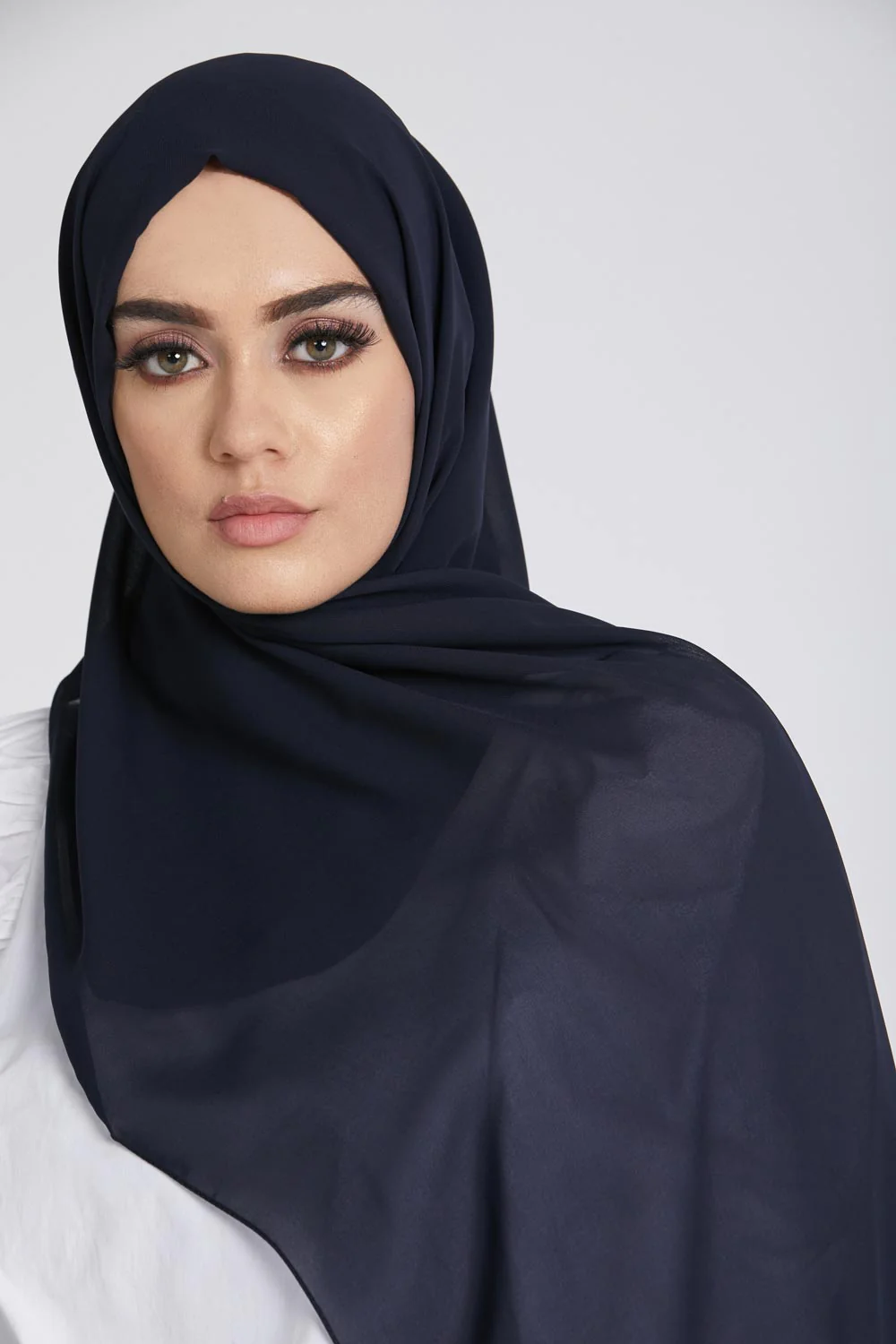 Luxury Navy Georgette Hijab - Image 3
