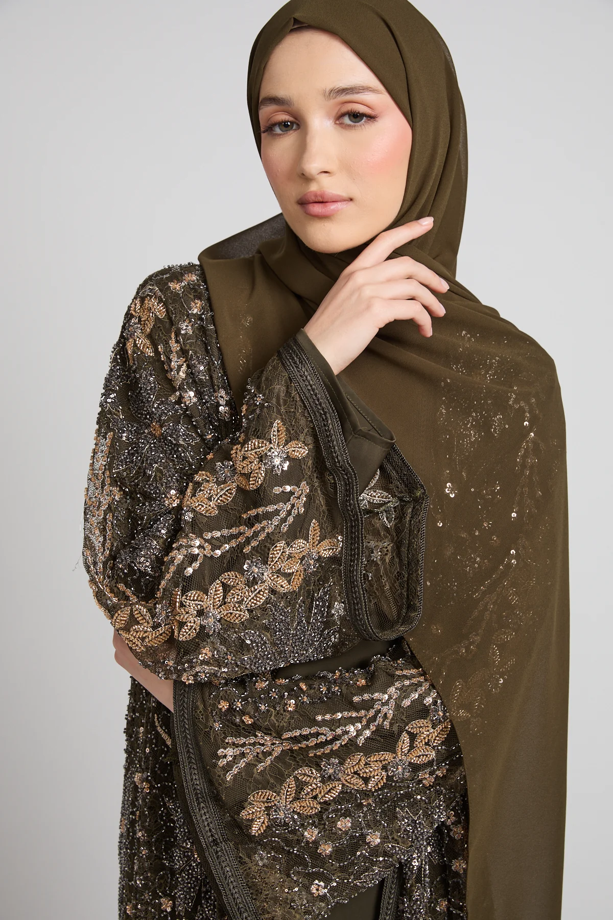 Luxury Olive Dusk Embellished Three Piece Set - LIMITED EDITION - PRE ORDER - Image 2