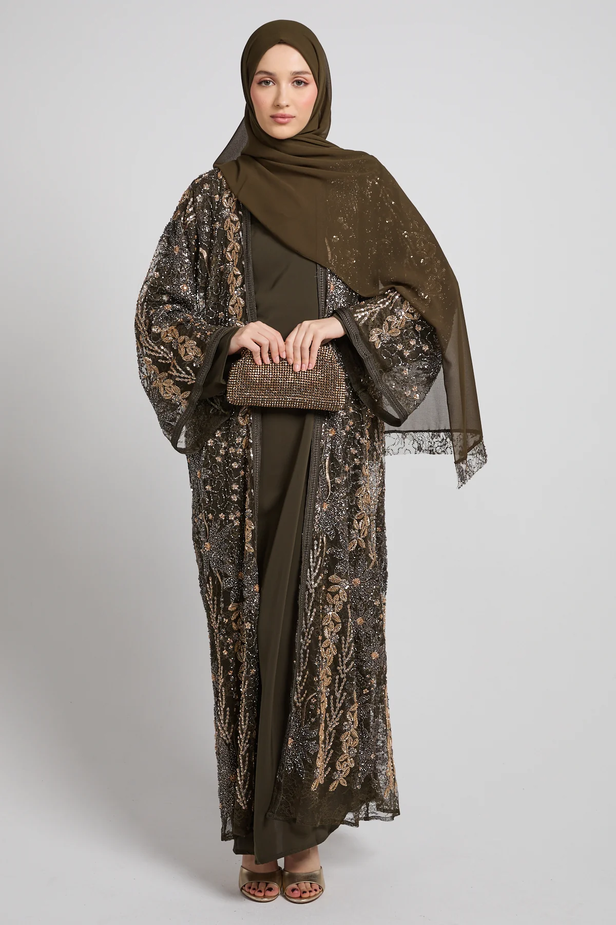 Luxury Olive Dusk Embellished Three Piece Set - LIMITED EDITION - PRE ORDER - Image 3