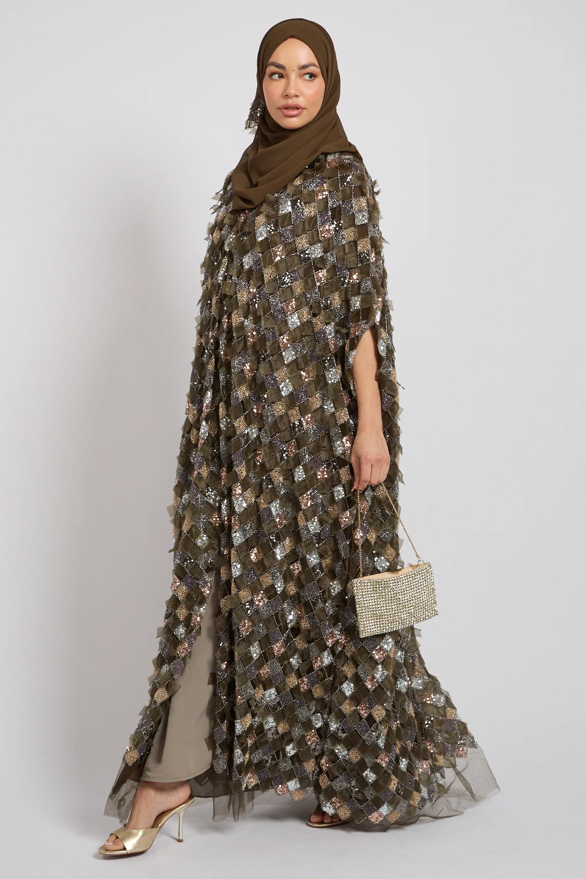 Luxury Olive Mosaic Couture Cape - Limited Edition