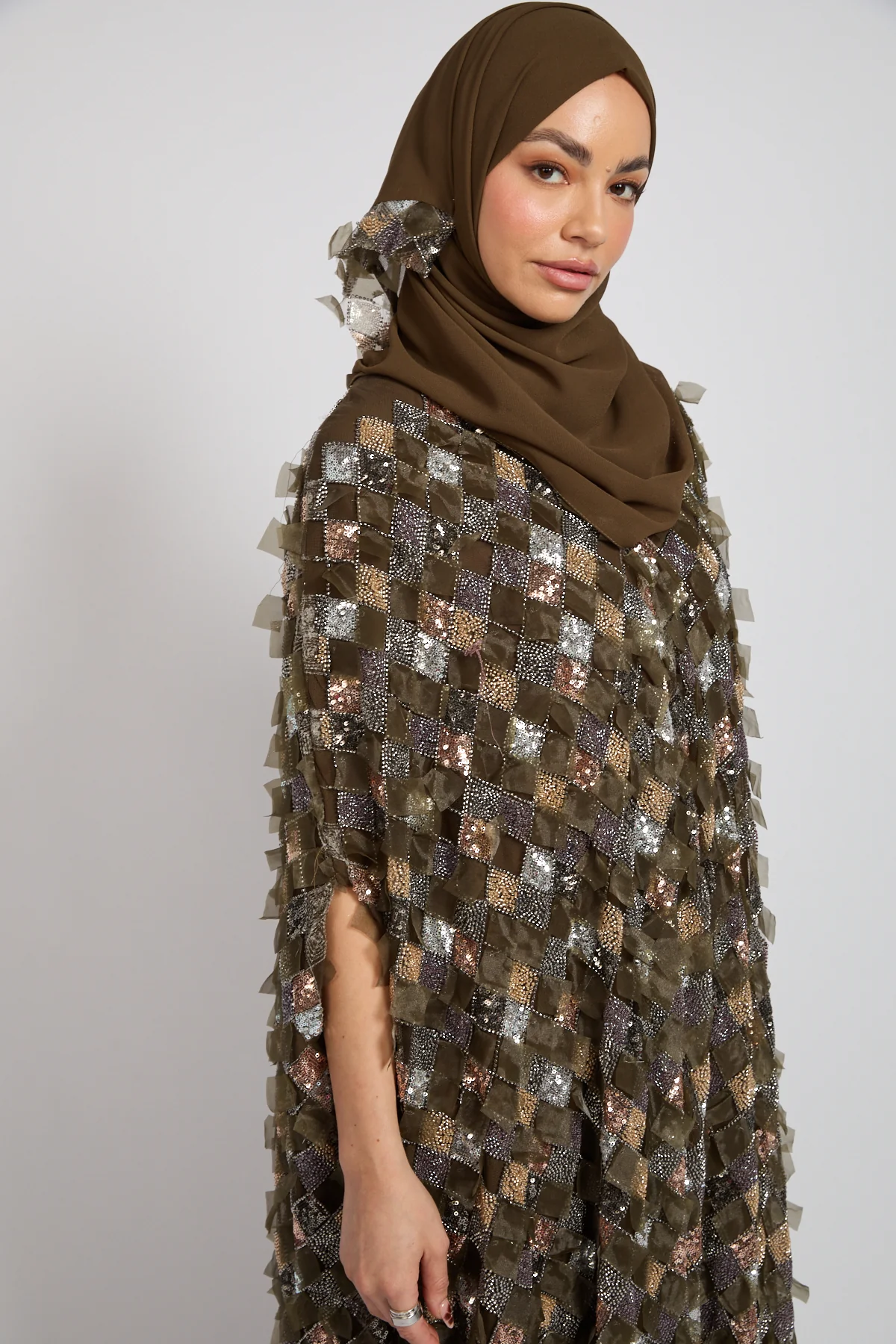 Luxury Olive Mosaic Couture Cape - Limited Edition - Image 2