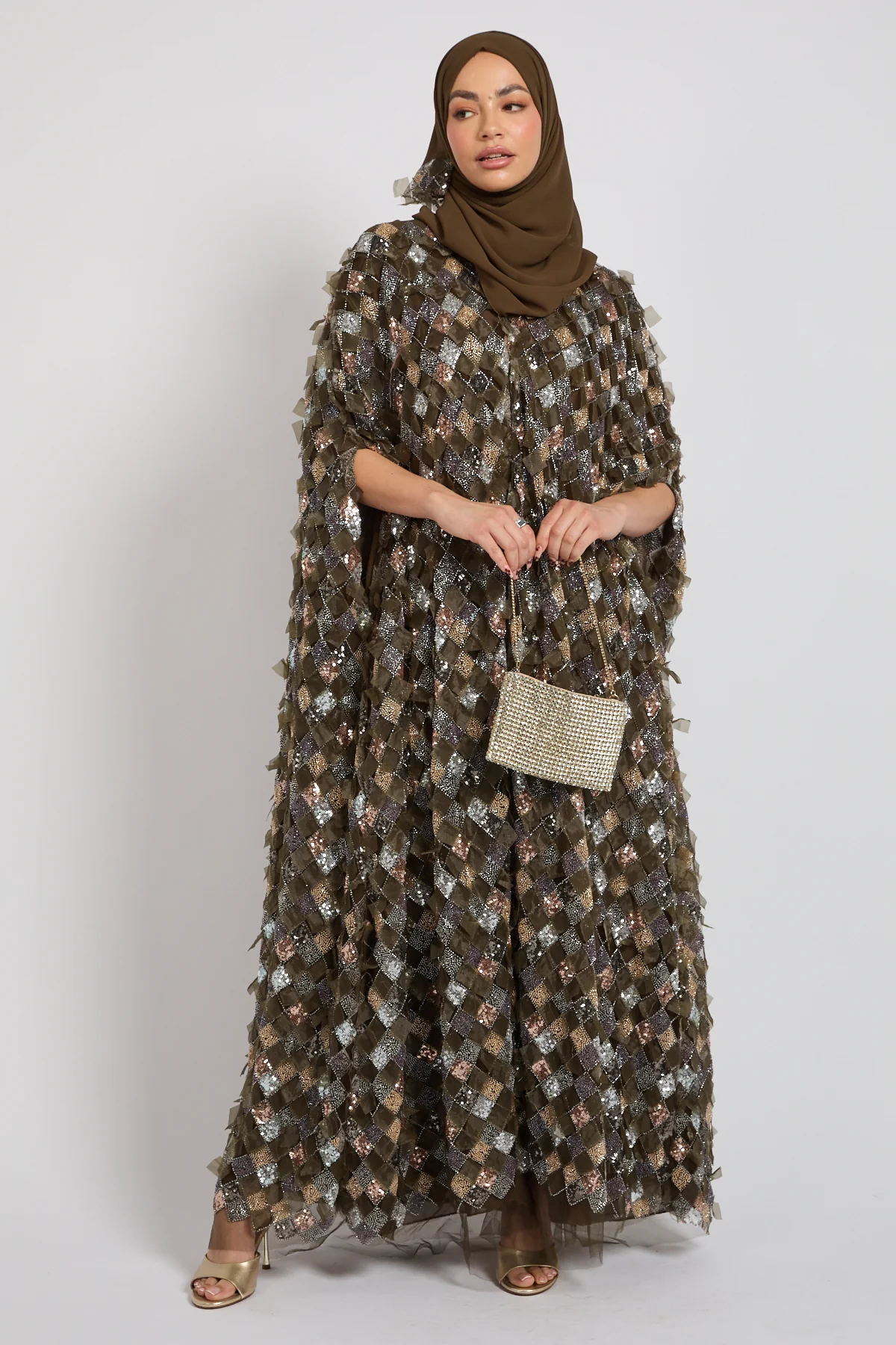 Luxury Olive Mosaic Couture Cape - Limited Edition - Image 3