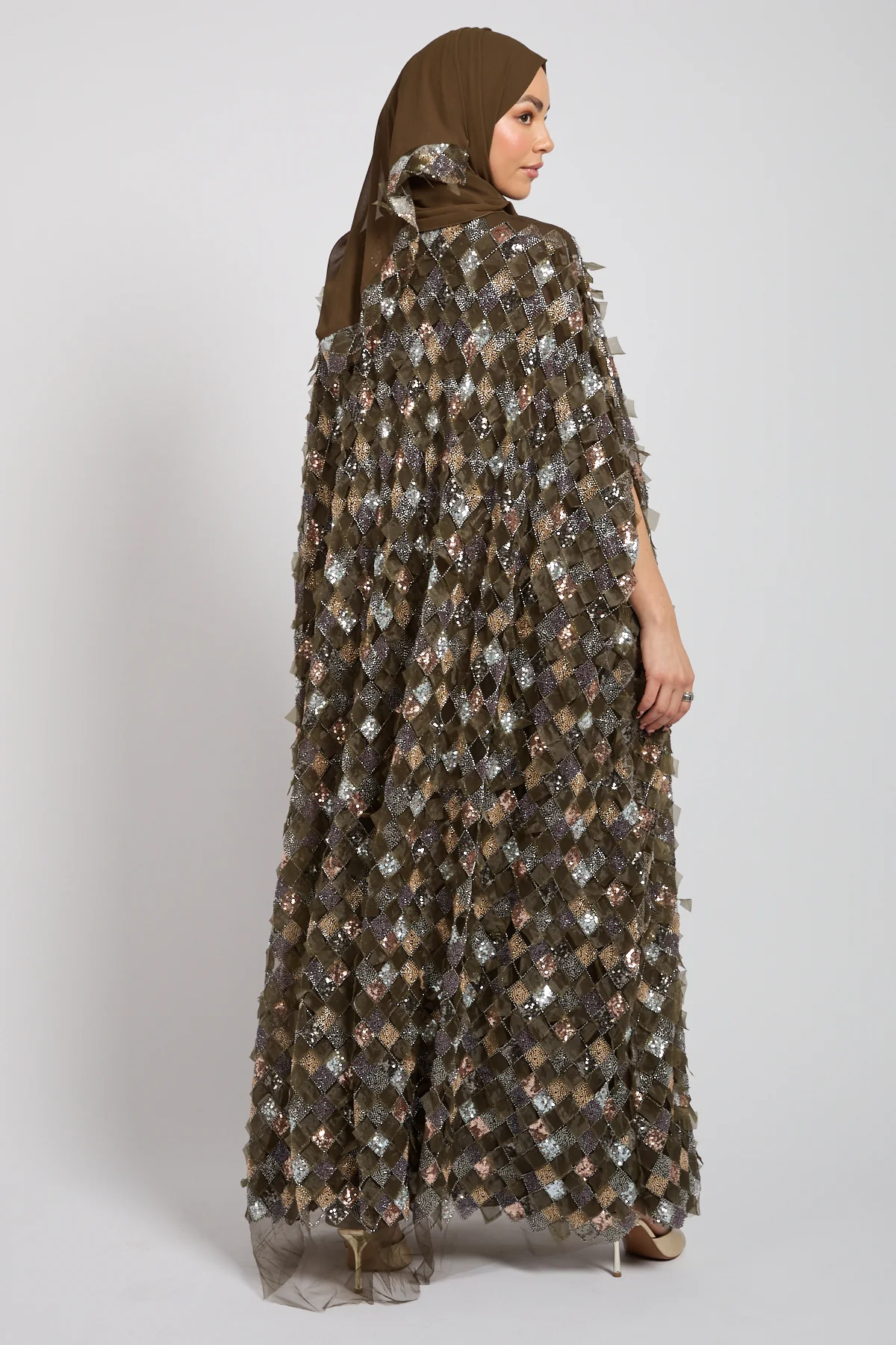 Luxury Olive Mosaic Couture Cape - Limited Edition - Image 4