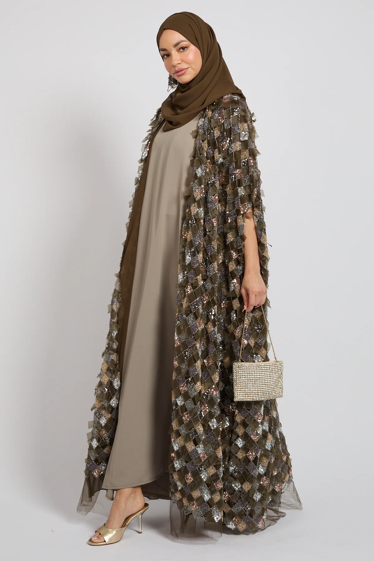 Luxury Olive Mosaic Couture Cape - Limited Edition - Image 5
