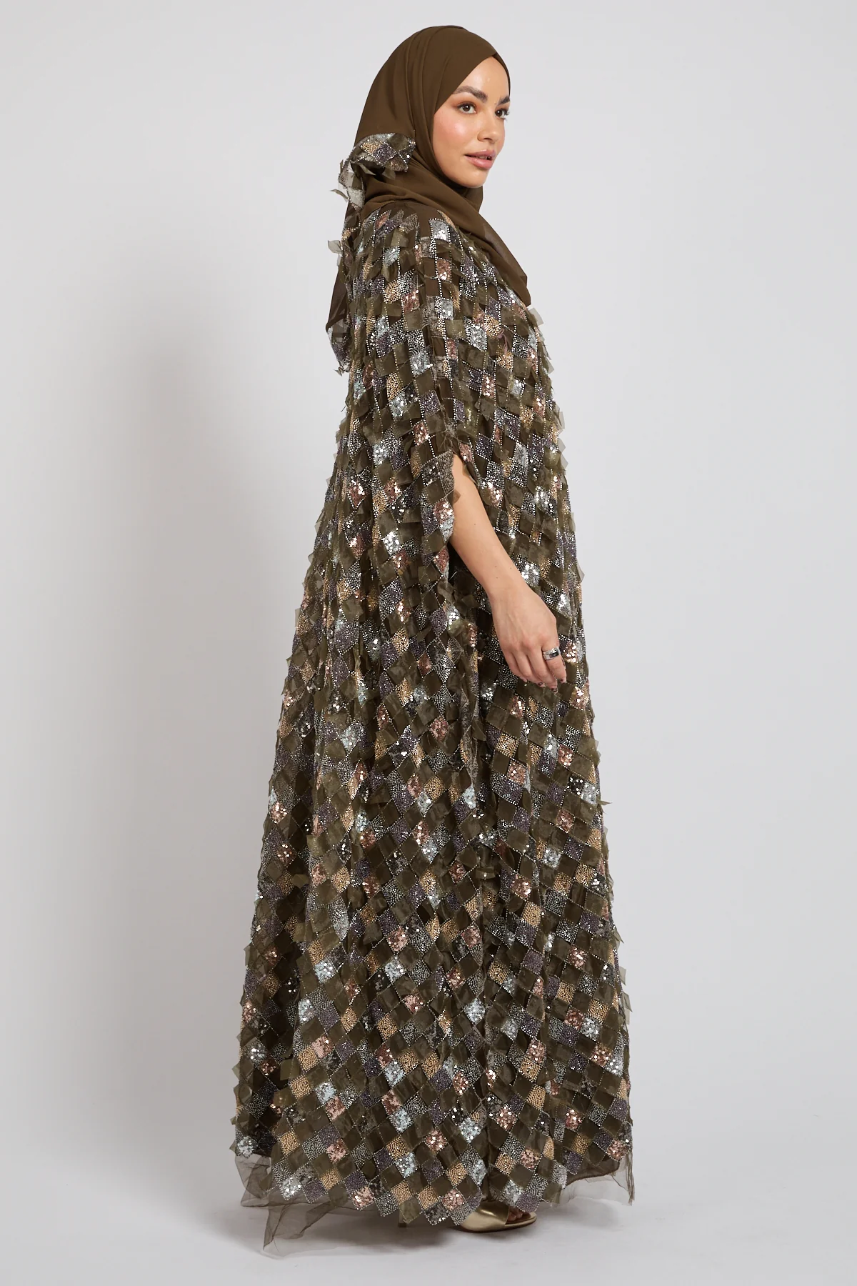 Luxury Olive Mosaic Couture Cape - Limited Edition - Image 6