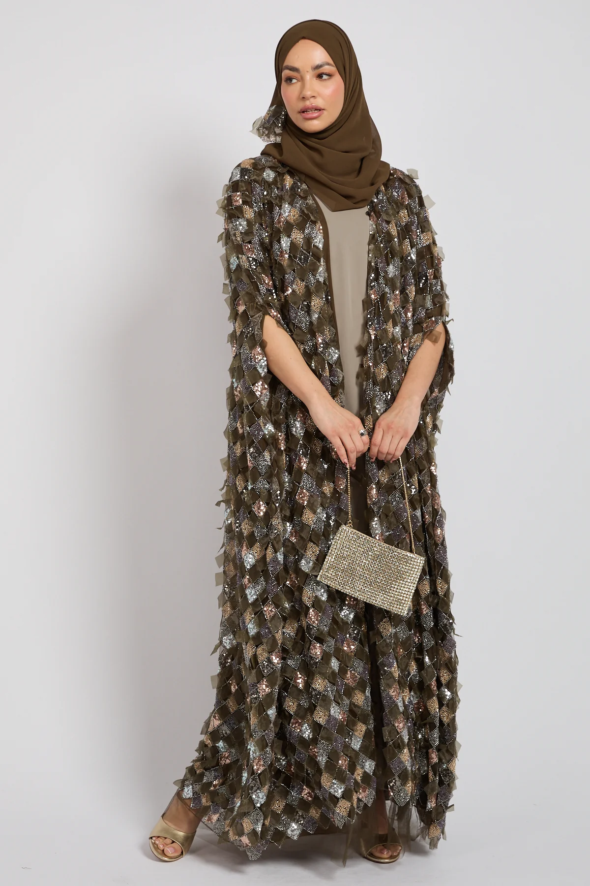 Luxury Olive Mosaic Couture Cape - Limited Edition - Image 7