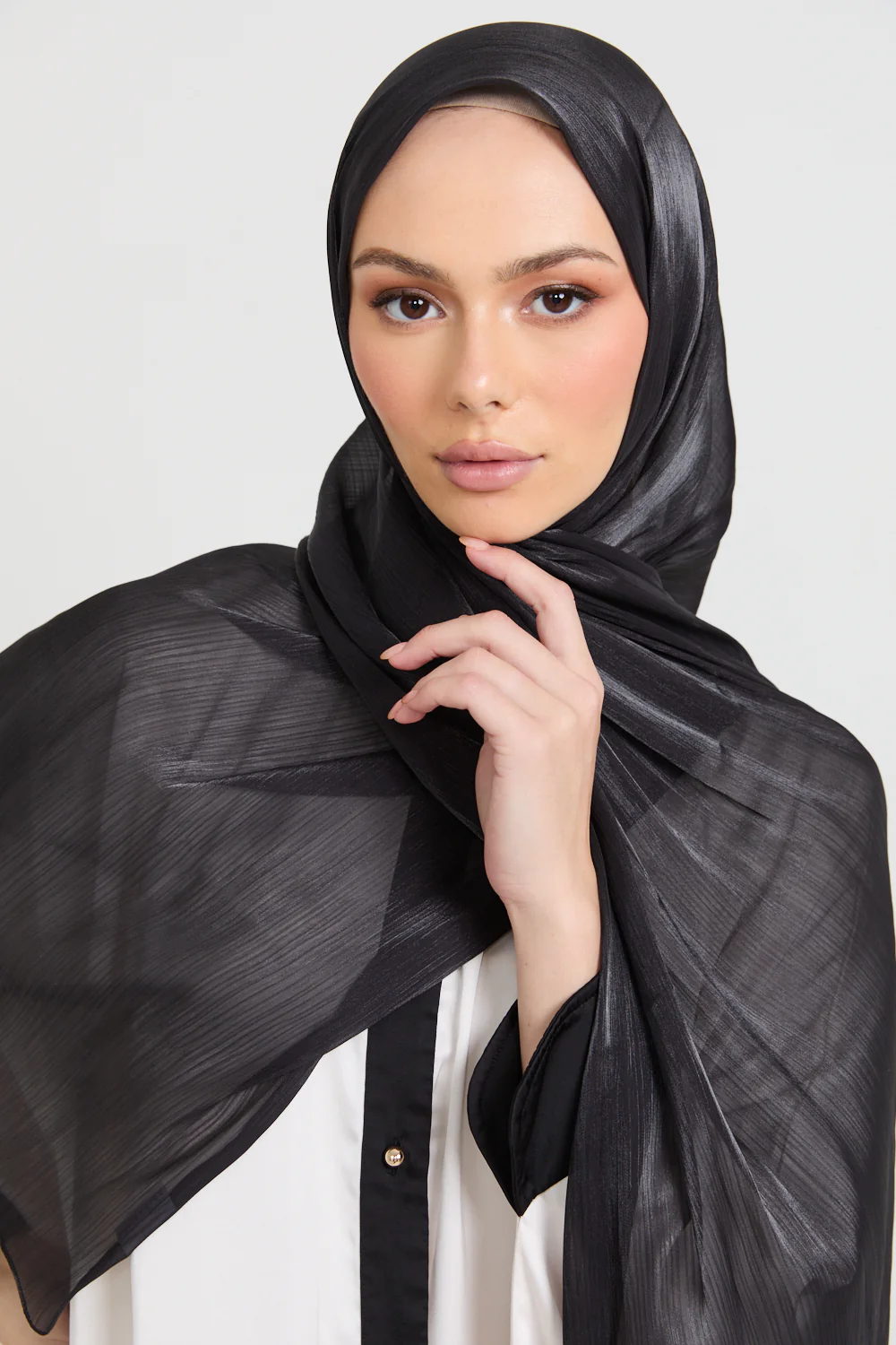Luxury Organza Hijab - Black - Image 2