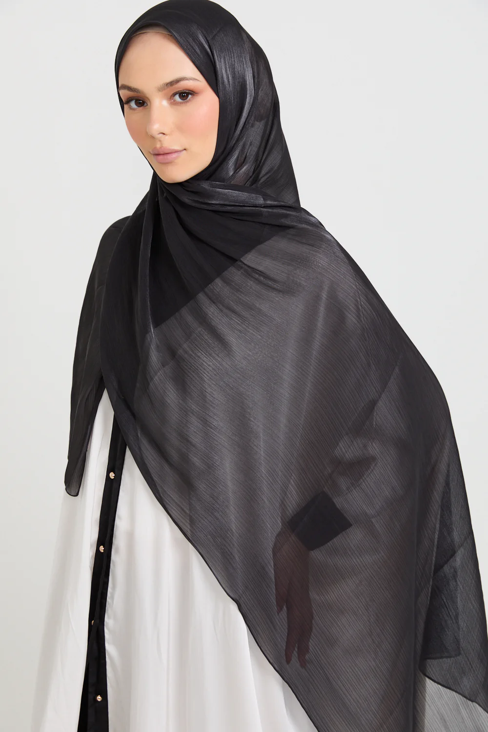 Luxury Organza Hijab - Black - Image 5