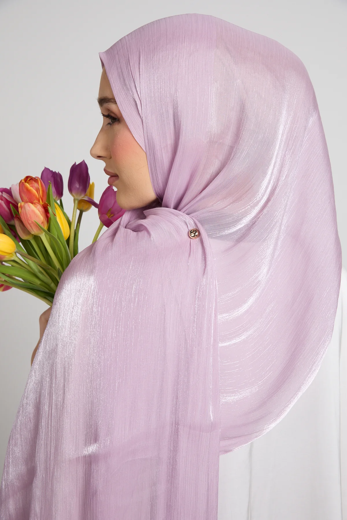 Luxury Organza Hijab - Blush Lilac - Image 2