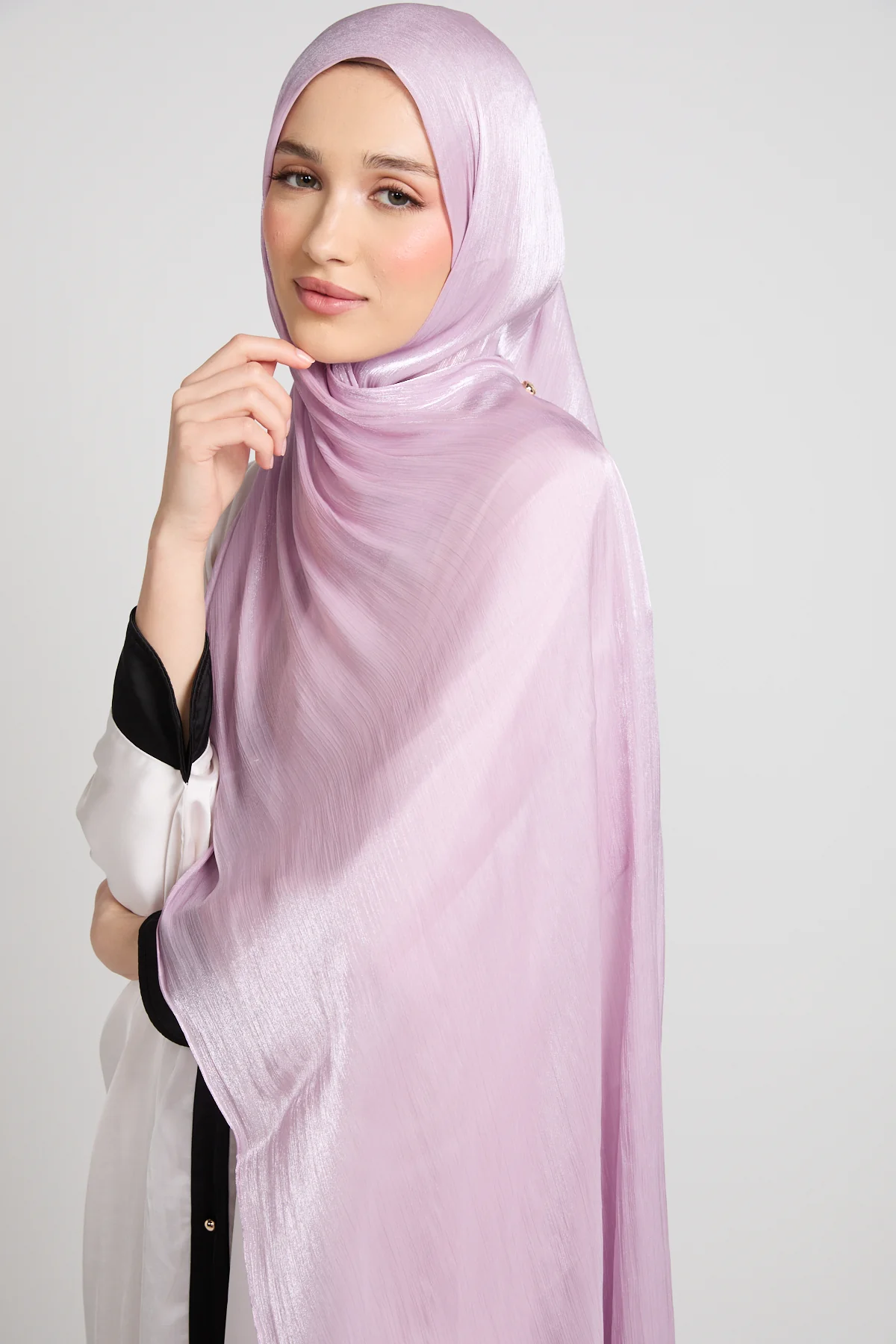 Luxury Organza Hijab - Blush Lilac - Image 6