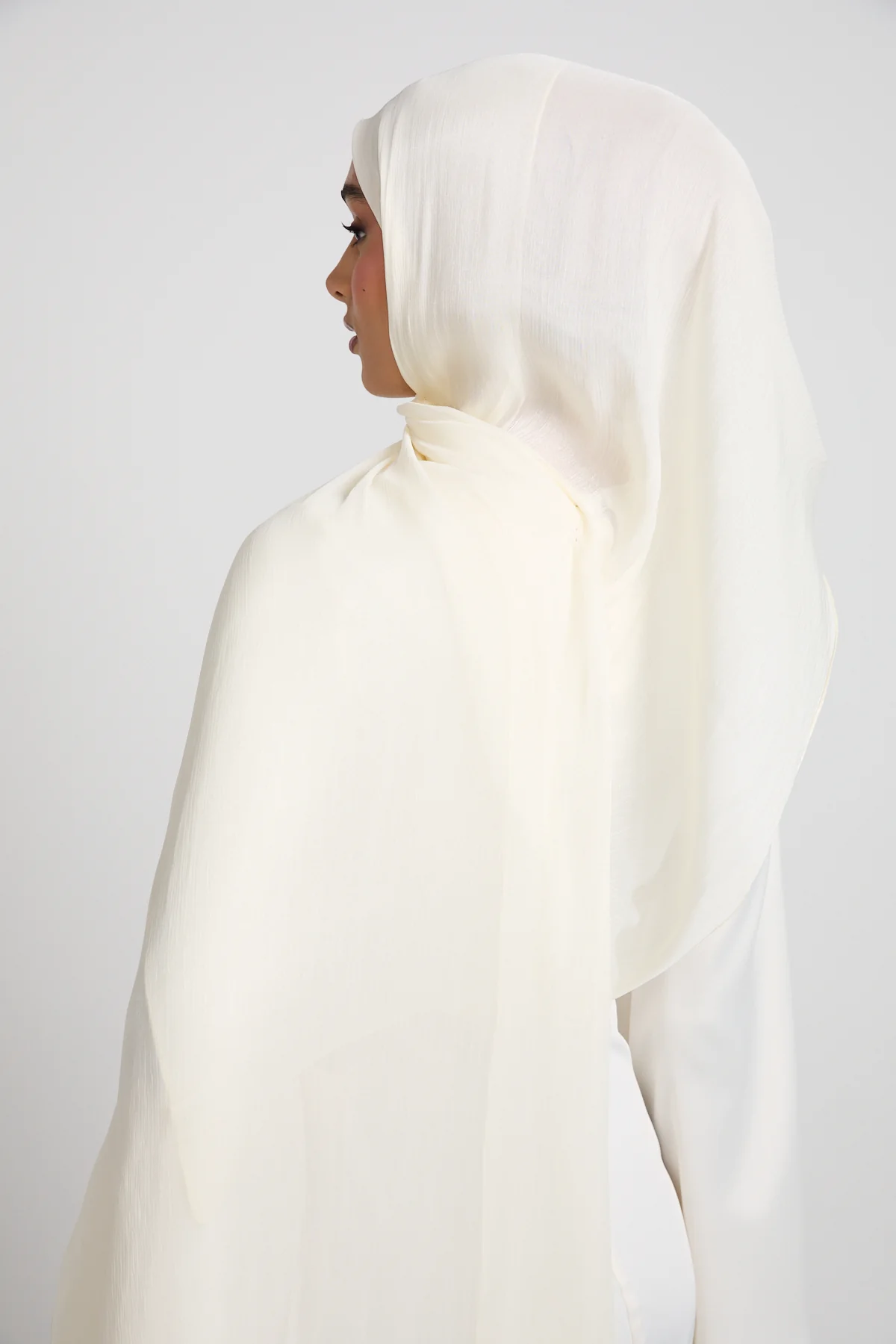 Luxury Organza Hijab - Ivory White - Image 3