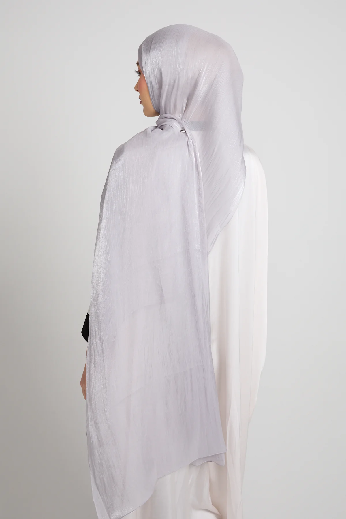 Luxury Organza Hijab - Pearl Grey - Image 3