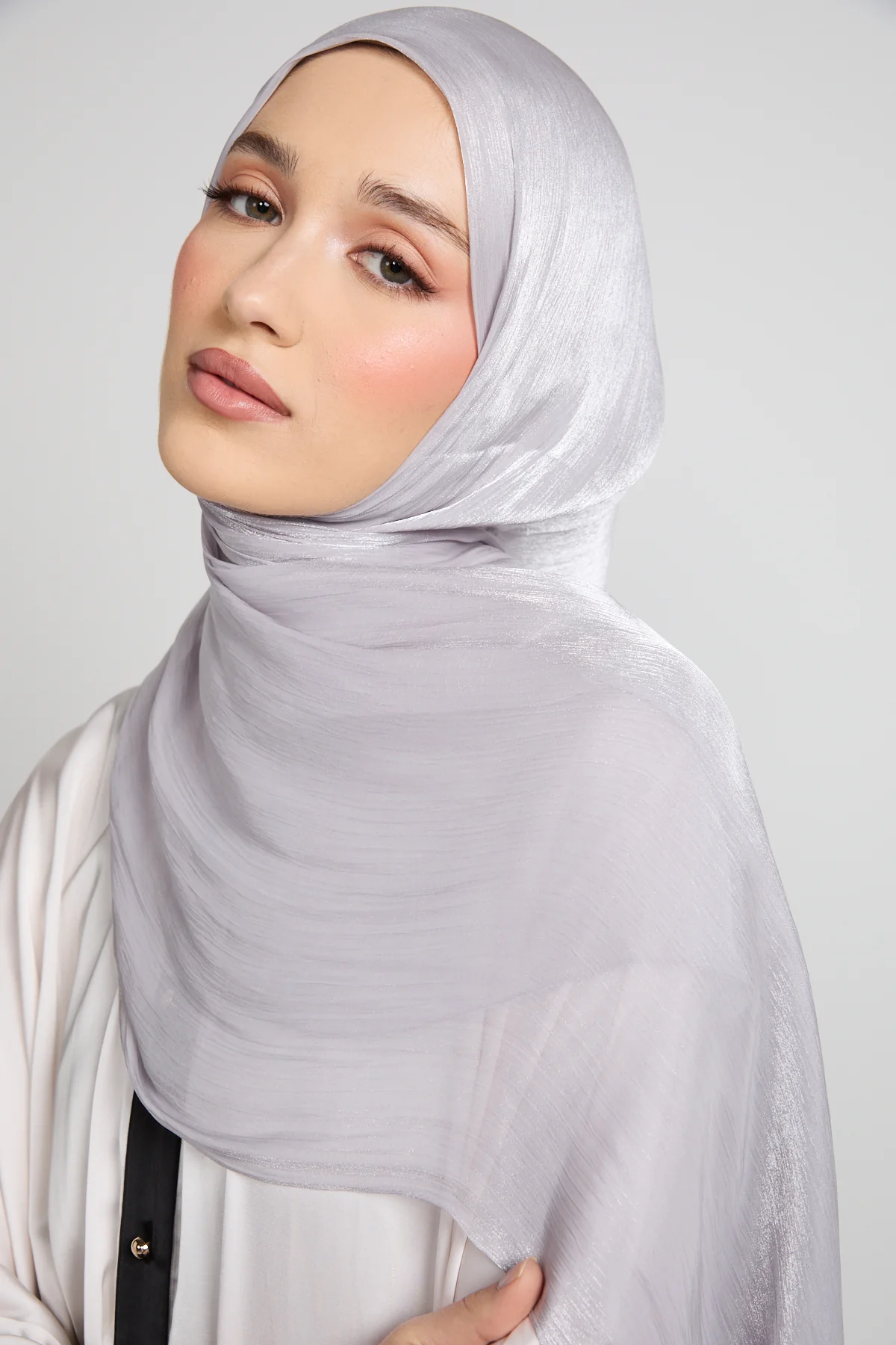 Luxury Organza Hijab - Pearl Grey - Image 4