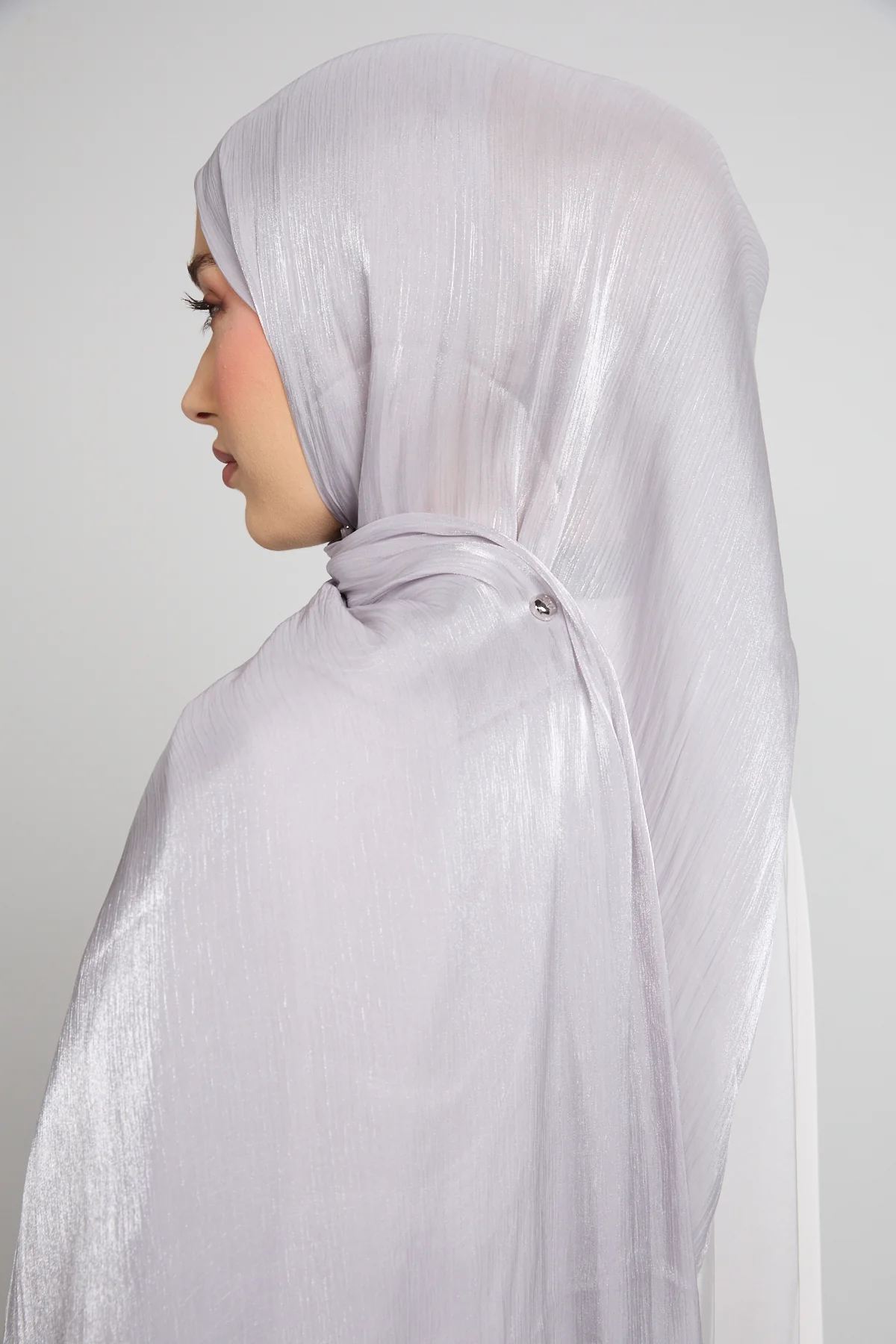 Luxury Organza Hijab - Pearl Grey - Image 6