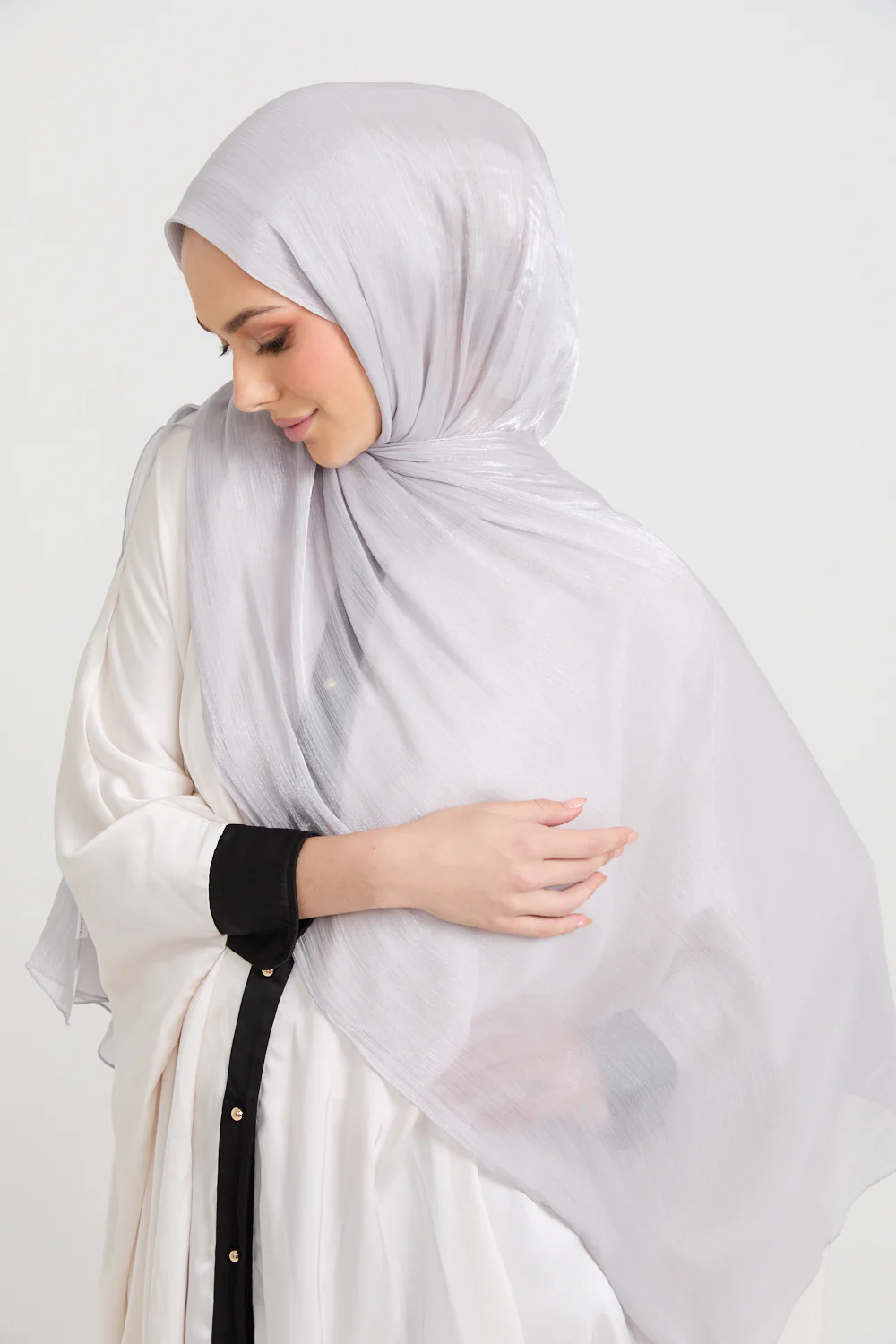 Luxury Organza Hijab - Silver Mist
