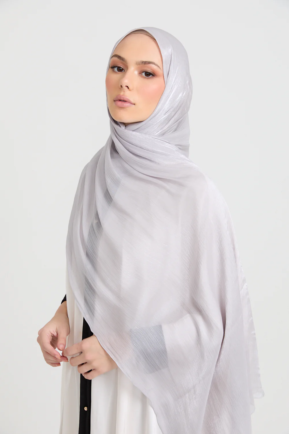 Luxury Organza Hijab - Silver Mist - Image 3