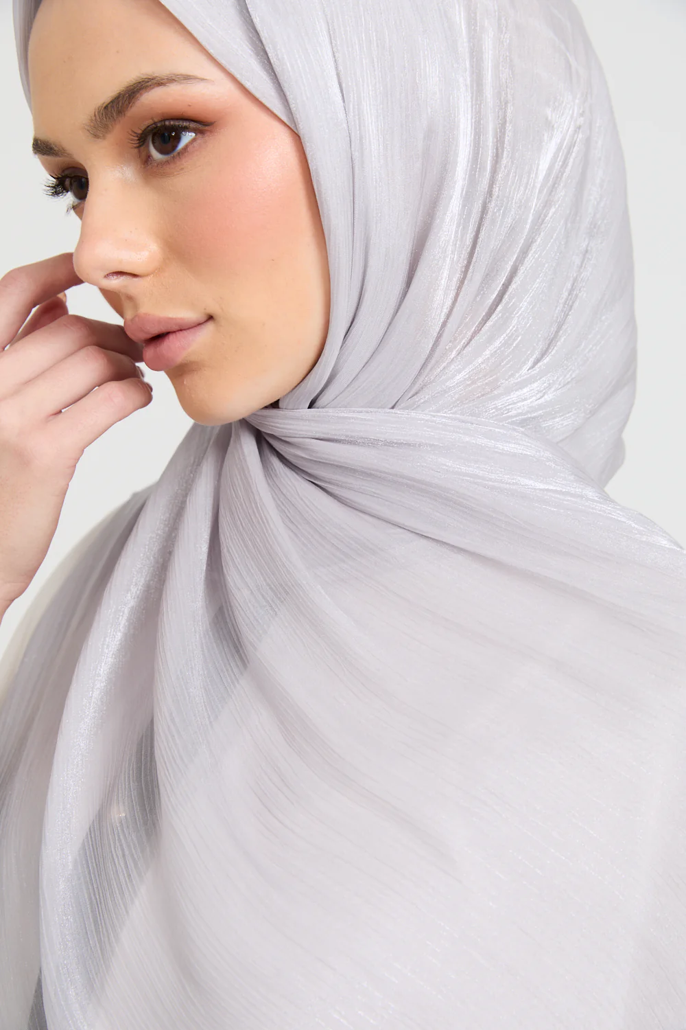 Luxury Organza Hijab - Silver Mist - Image 4