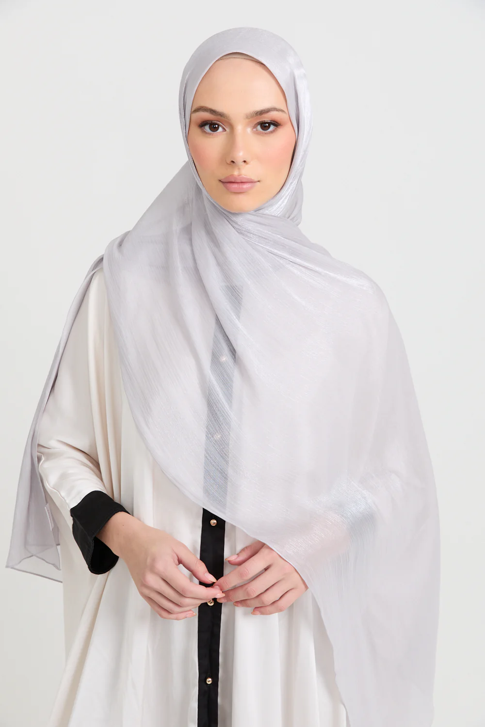 Luxury Organza Hijab - Silver Mist - Image 5