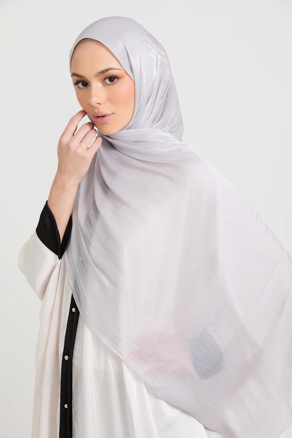 Luxury Organza Hijab - Silver Mist - Image 6