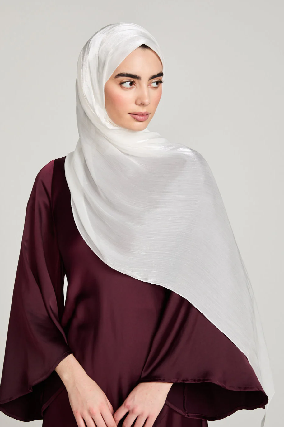 Luxury Organza Hijab - White - Image 3