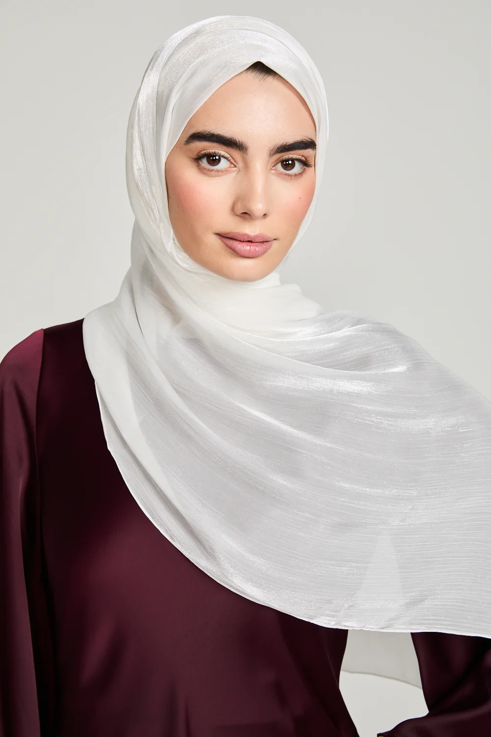 Luxury Organza Hijab - White - Image 4