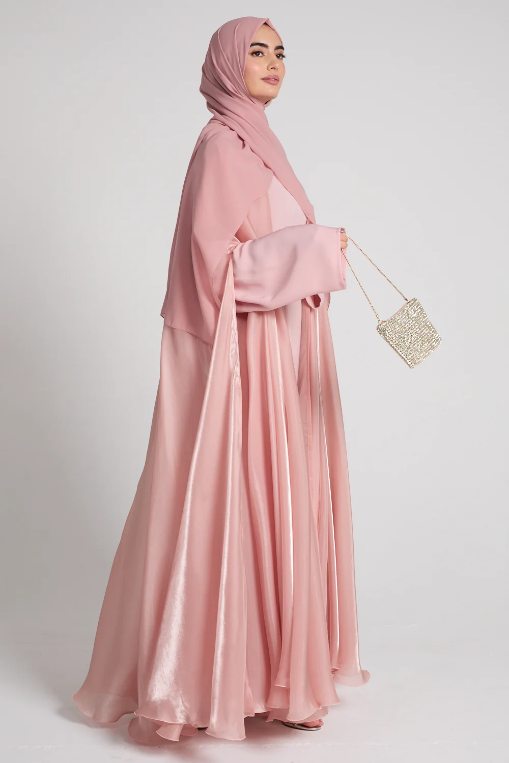 Luxury Queen of Dusk Three Piece Abaya Set – Blushed Orchid - Image 3