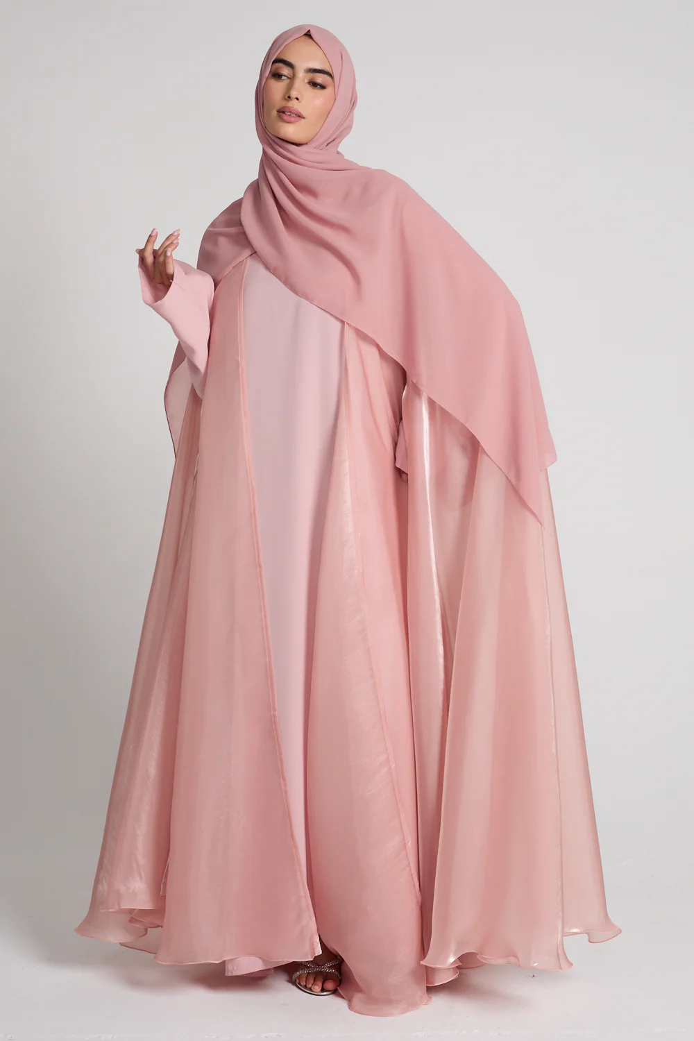 Luxury Queen of Dusk Three Piece Abaya Set – Blushed Orchid - Image 4