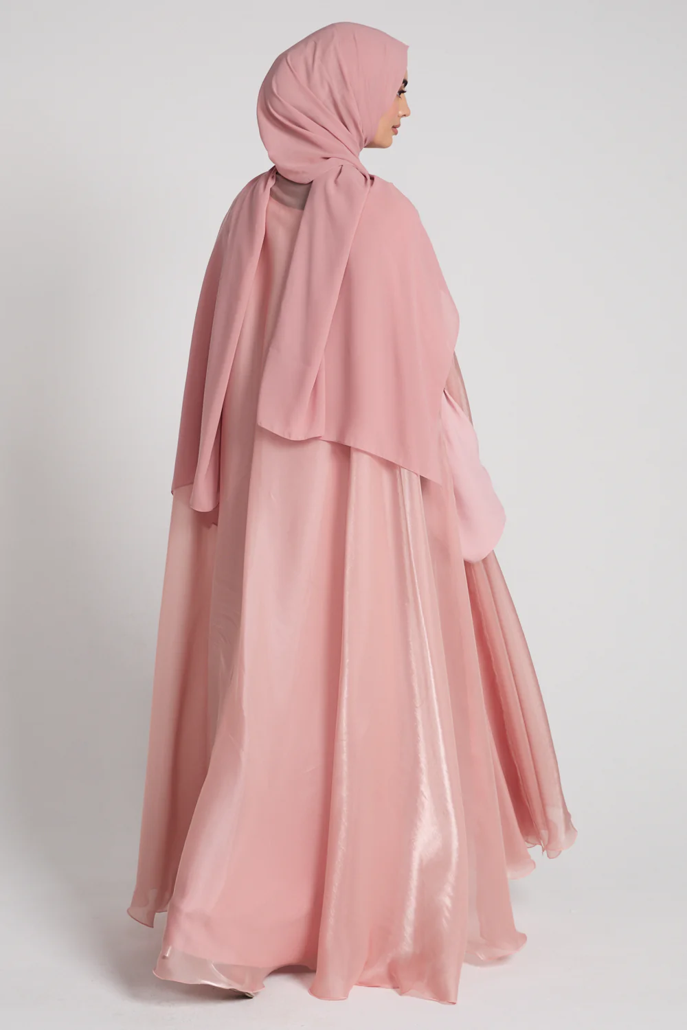 Luxury Queen of Dusk Three Piece Abaya Set – Blushed Orchid - Image 6