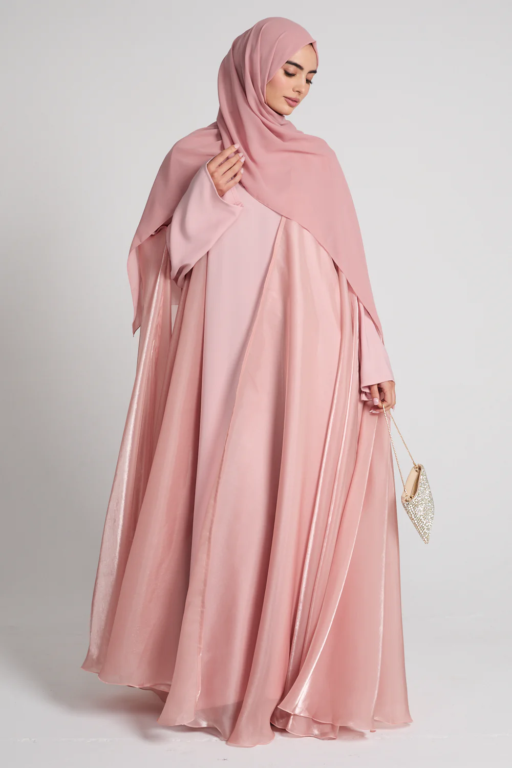 Luxury Queen of Dusk Three Piece Abaya Set – Blushed Orchid - Image 8