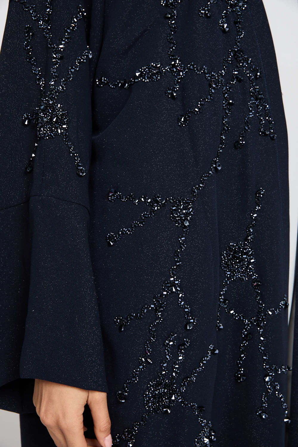 Luxury Royale Dusk Embellished Open Abaya - Navy - Image 3