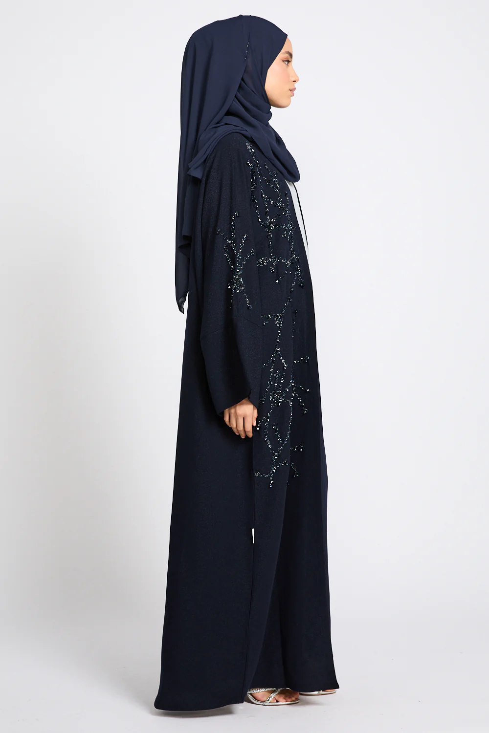 Luxury Royale Dusk Embellished Open Abaya - Navy - Image 7