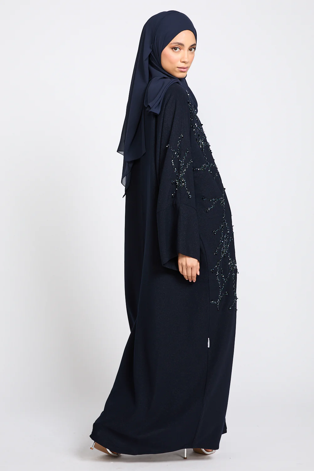 Luxury Royale Dusk Embellished Open Abaya - Navy - Image 8