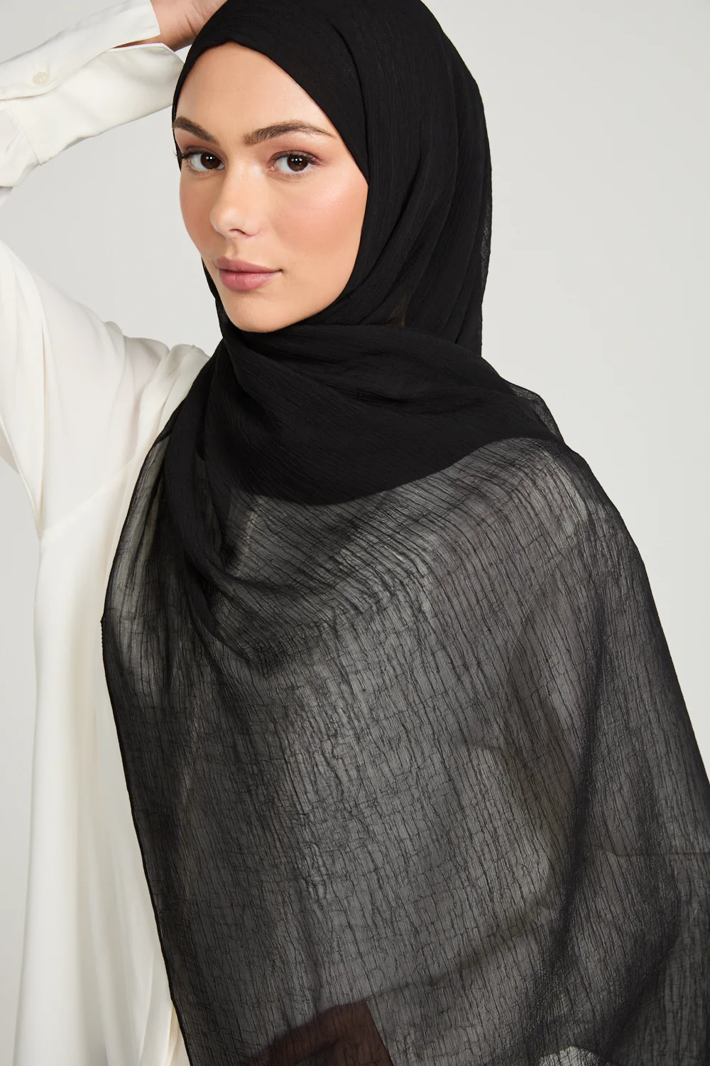 Luxury Soft Crush Hijab - Black - Image 3