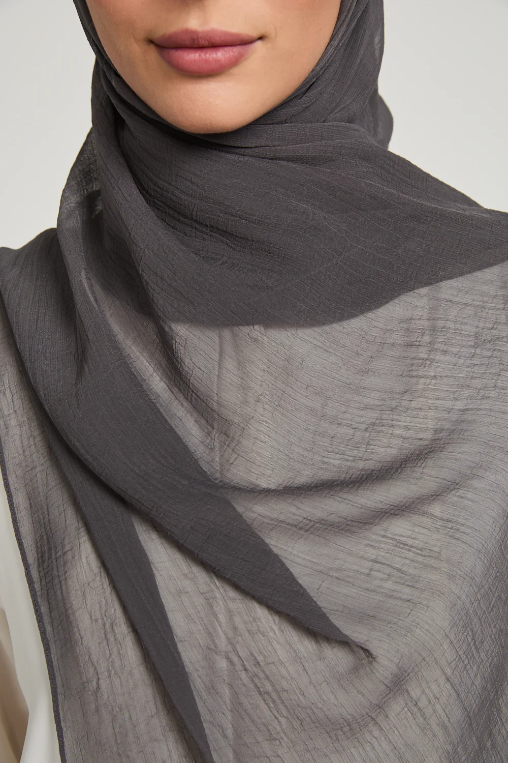 Luxury Soft Crush Hijab - Charcoal Mauve - Image 2