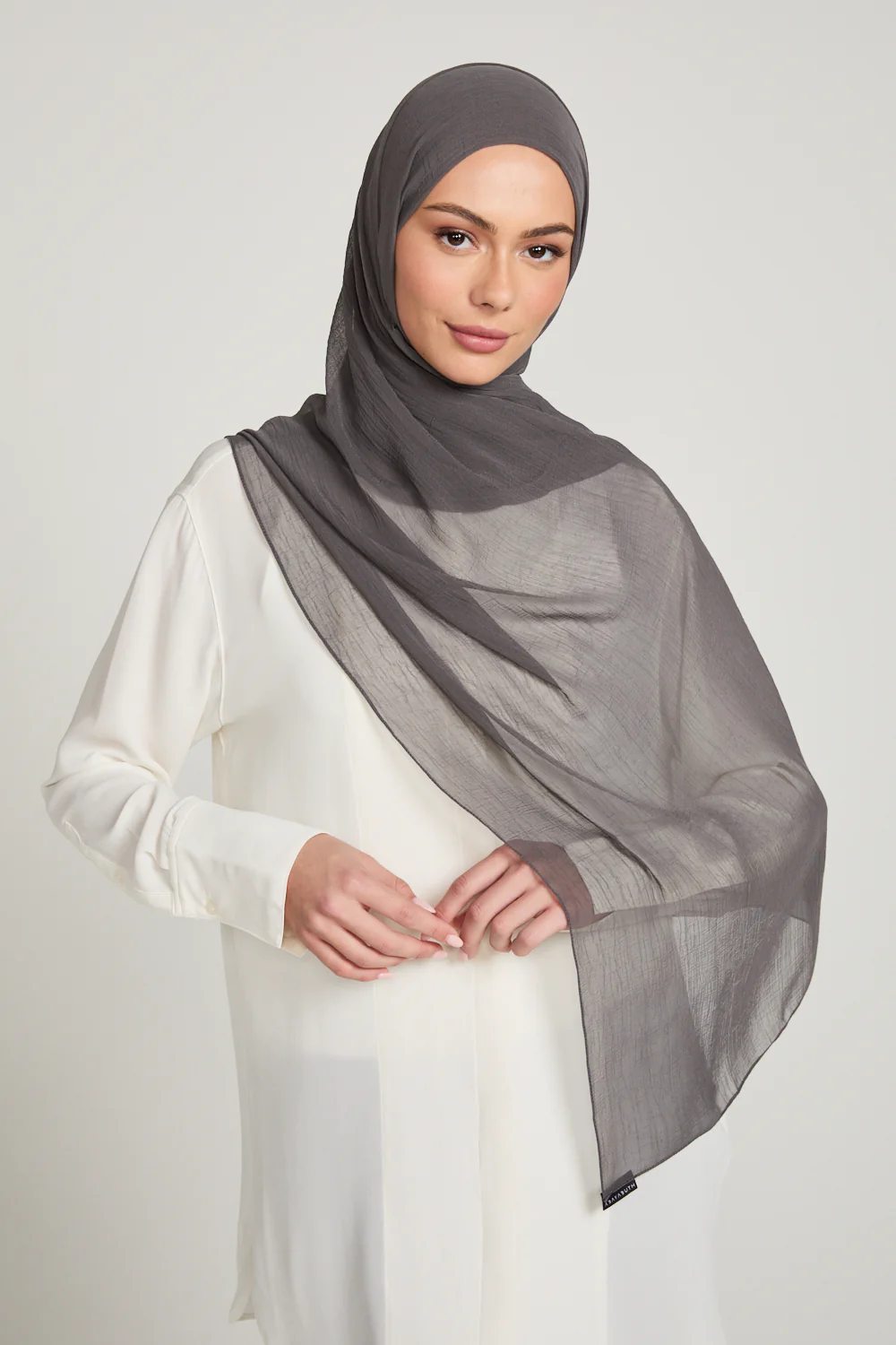 Luxury Soft Crush Hijab - Charcoal Mauve - Image 3