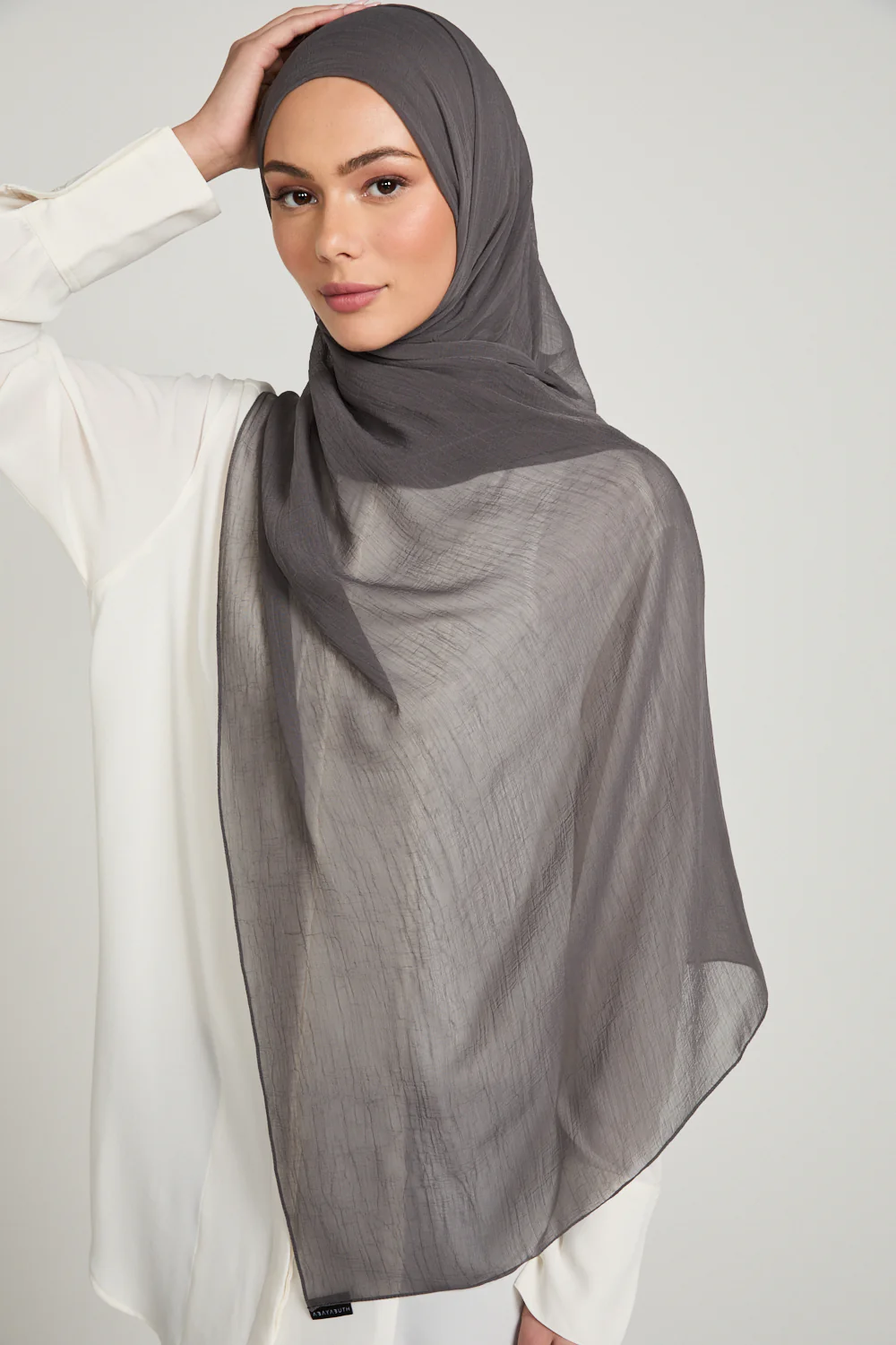 Luxury Soft Crush Hijab - Charcoal Mauve - Image 4