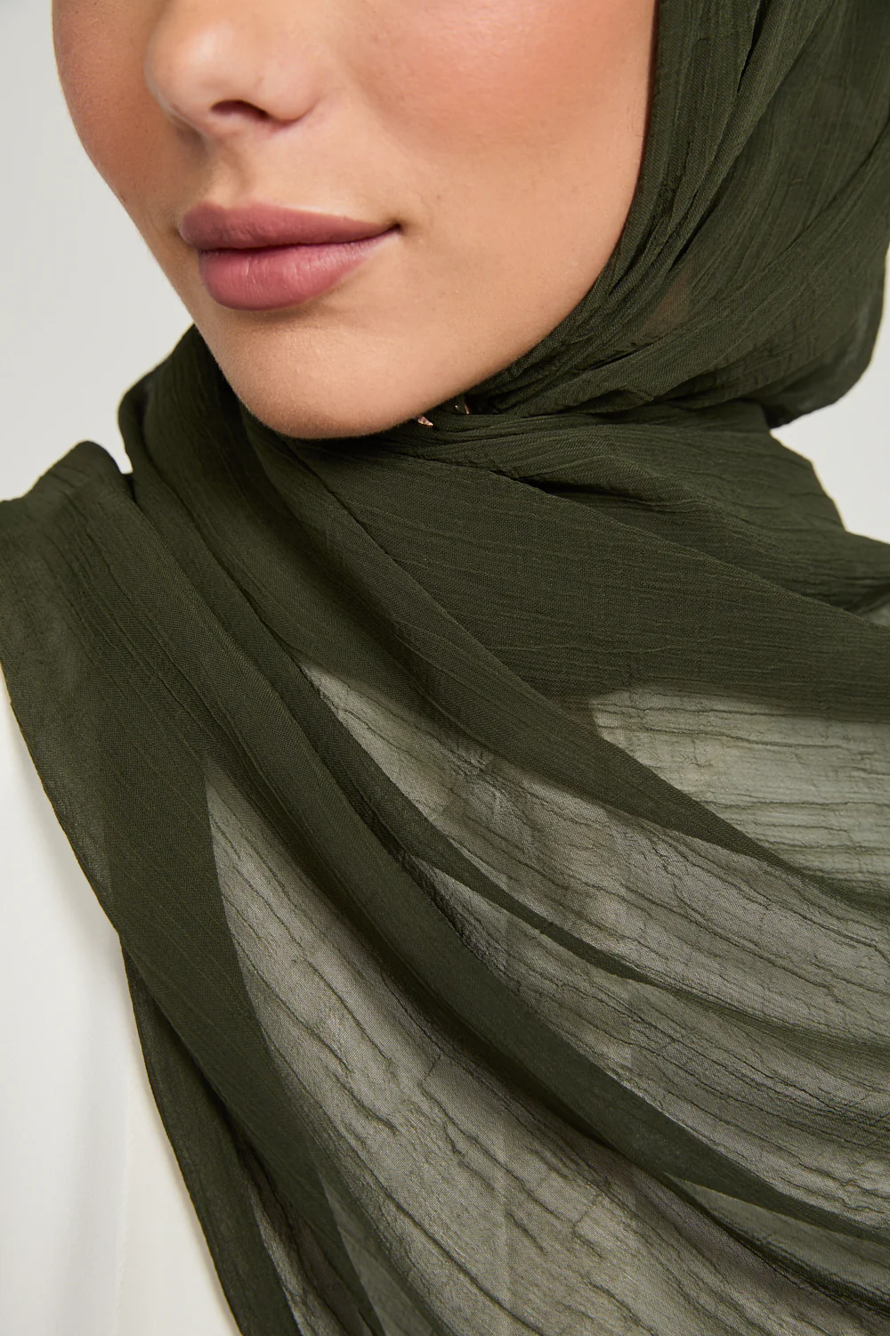 Luxury Soft Crush Hijab - Dark Khaki - Image 2