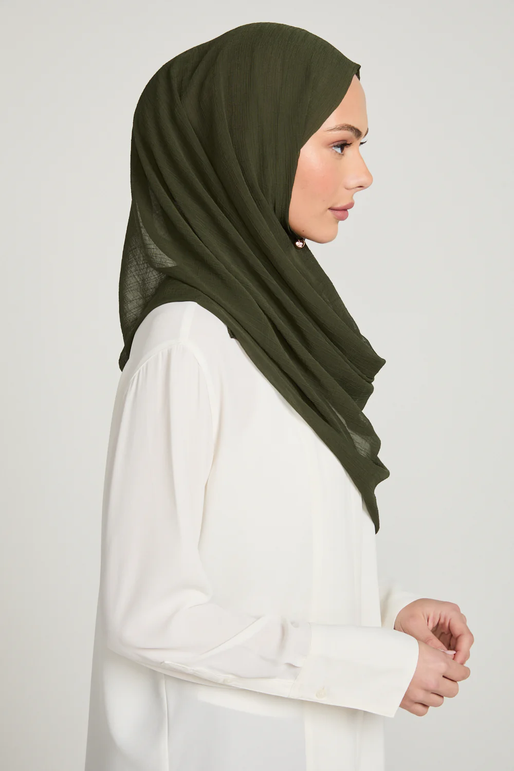 Luxury Soft Crush Hijab - Dark Khaki - Image 4