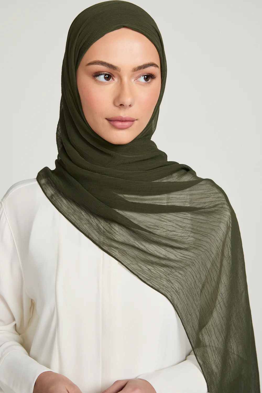 Luxury Soft Crush Hijab - Dark Khaki - Image 7