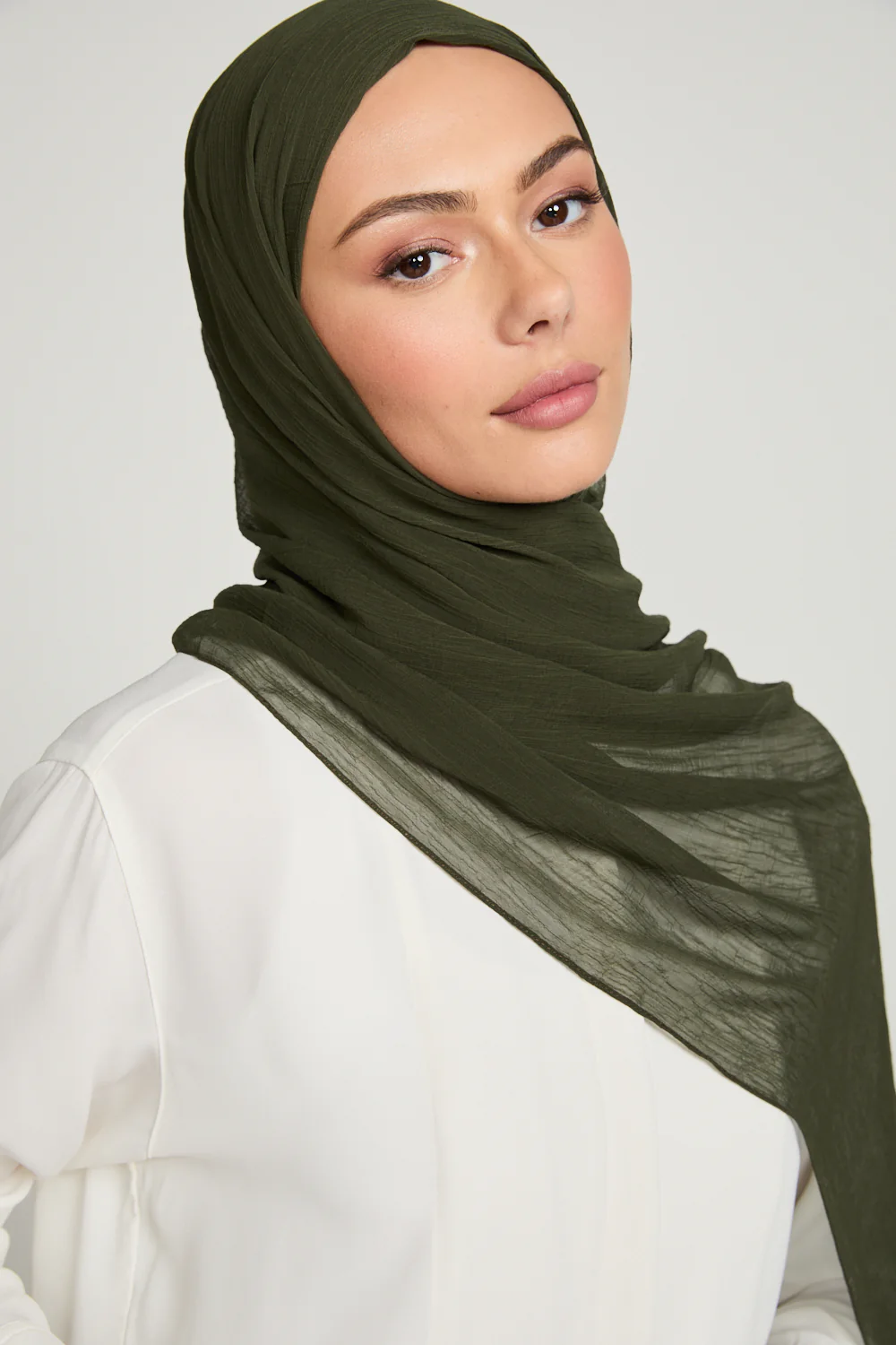 Luxury Soft Crush Hijab - Dark Khaki - Image 8