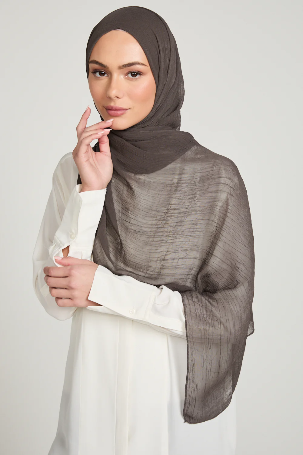 Luxury Soft Crush Hijab - Muted Mocha - Image 4